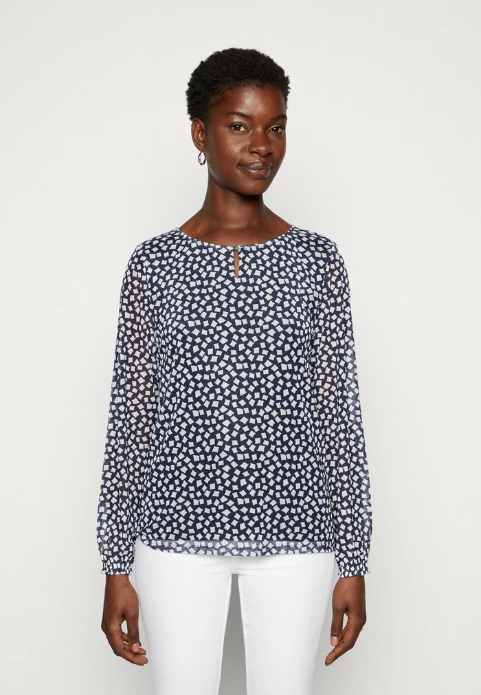 TOM TAILOR CREW NECK - Blouse - Navy Geometric Design 3 TOM TAILOR CREW NECK - Blouse - Navy Geometric Design