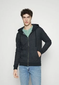 TOM TAILOR FINE STRIPED - Zip-up Sweatshirt - Navy Offwhite Inject