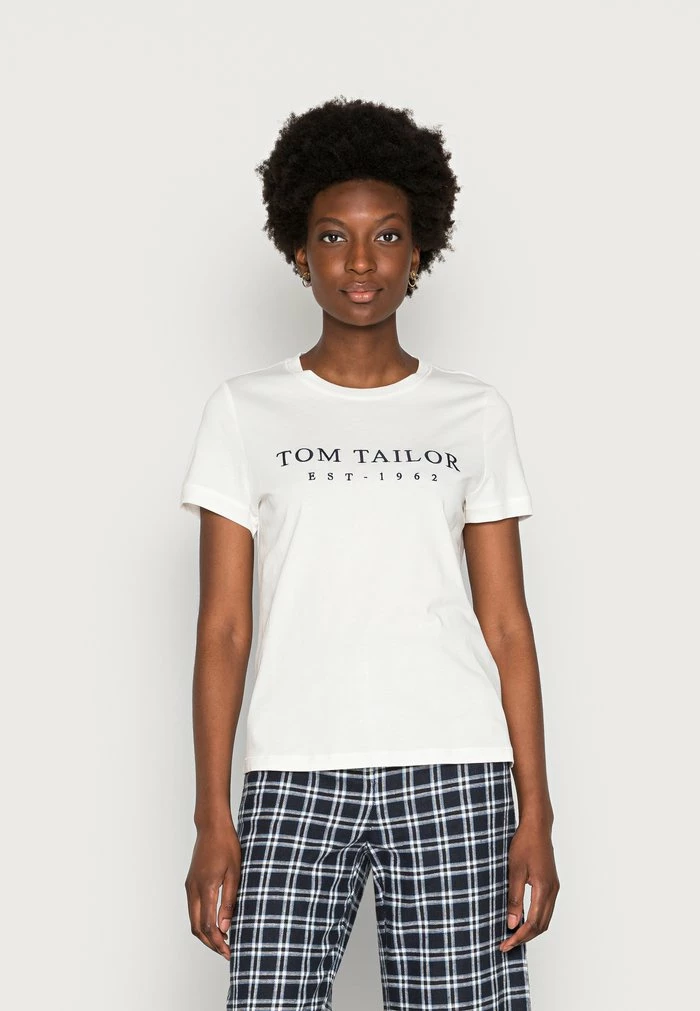 TOM TAILOR CREW NECK - Print T-shirt - Whisper White 3 TOM TAILOR CREW NECK - Print T-shirt - Whisper White