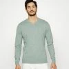 TOM TAILOR V-NECK - Jumper - Dark Smoke Green Melange