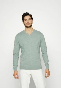 TOM TAILOR V-NECK - Jumper - Dark Smoke Green Melange
