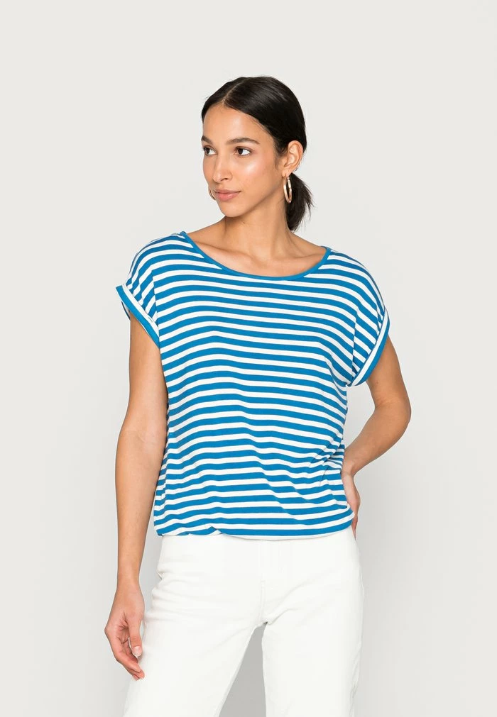 TOM TAILOR PRINTED AND STRIPED - Print T-shirt - Blue 3 TOM TAILOR PRINTED AND STRIPED - Print T-shirt - Blue