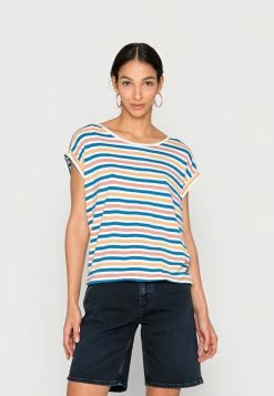 TOM TAILOR PRINTED AND STRIPED - Print T-shirt - Blue Multicolor Stripe