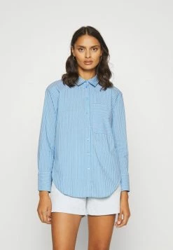 TOM TAILOR BLOUSE - Button-down Blouse - Blue/white