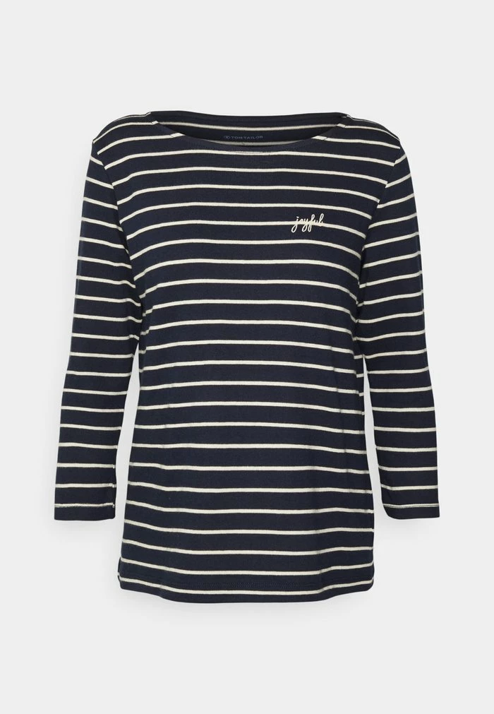 TOM TAILOR CREW NECK - Long Sleeved Top - Navy Offwhite Stripe 6 TOM TAILOR CREW NECK - Long Sleeved Top - Navy Offwhite Stripe - Image 4