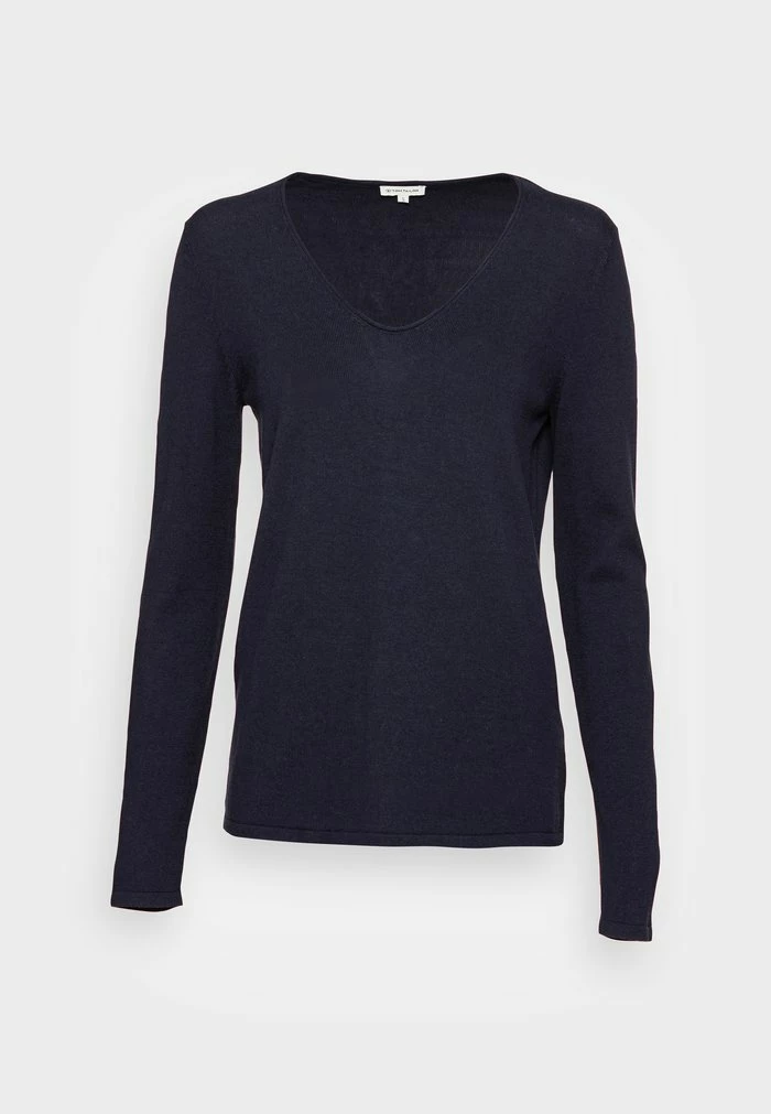 TOM TAILOR BASIC V NECK - Jumper - Navy Midnight Blue 6 TOM TAILOR BASIC V NECK - Jumper - Navy Midnight Blue - Image 4