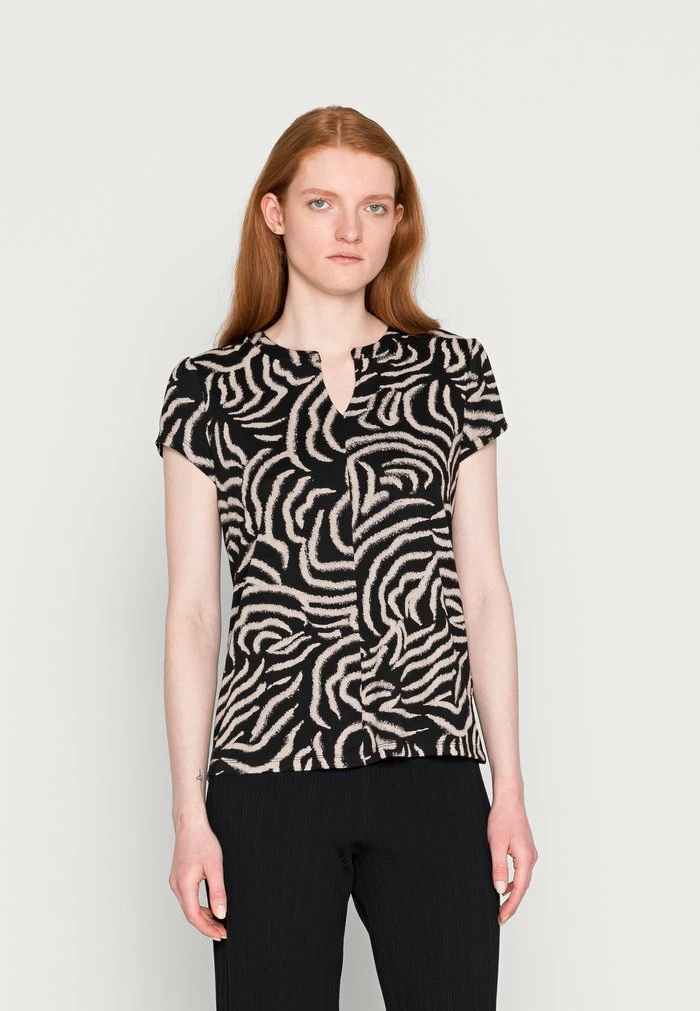 TOM TAILOR BLOUSE - Blouse - Black Abstract Waves Design 3 TOM TAILOR BLOUSE - Blouse - Black Abstract Waves Design