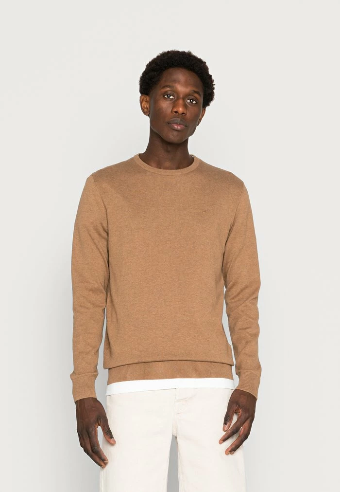 TOM TAILOR BASIC CREW NECK SWEATER - Jumper - Havana Brown Melange 3 TOM TAILOR BASIC CREW NECK SWEATER - Jumper - Havana Brown Melange