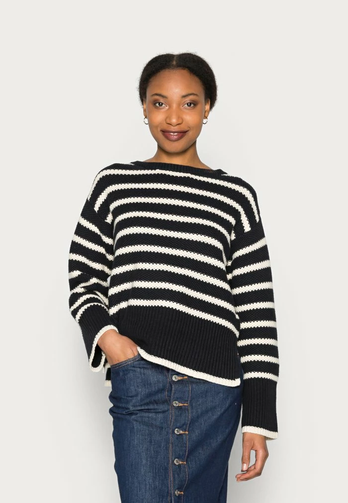 TOM TAILOR STRIPED - Jumper - Soft Beige Navy 3 TOM TAILOR STRIPED - Jumper - Soft Beige Navy