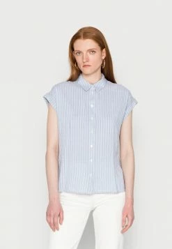 TOM TAILOR BLOUSE STRIPED STRUCTURE - Blouse - Faded Blue Thin Stripes
