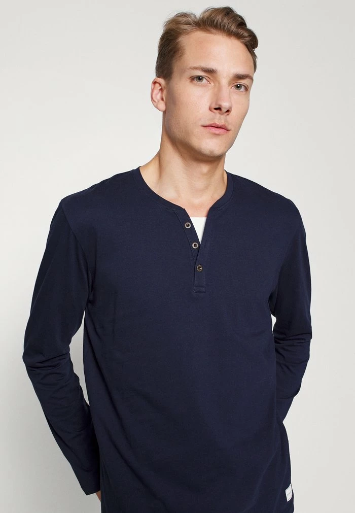 TOM TAILOR HENLEY CONTRAST - Long Sleeved Top - Sky Captain Blue 6 TOM TAILOR HENLEY CONTRAST - Long Sleeved Top - Sky Captain Blue - Image 4