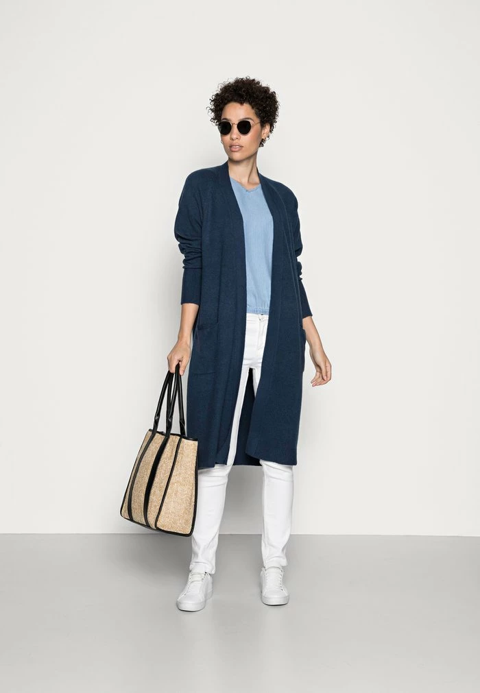 TOM TAILOR CARDIGAN COZY LONGSTYLE - Cardigan - Dark Denim Blue Melange 4 TOM TAILOR CARDIGAN COZY LONGSTYLE - Cardigan - Dark Denim Blue Melange - Image 2