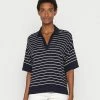 TOM TAILOR OPEN COLLAR STRIPE - Print T-shirt - Navy/off White 1 TOM TAILOR OPEN COLLAR STRIPE - Print T-shirt - Navy/off White -TOM TAILOR online store d0440f0da2784e9d87a07acd66caccc2