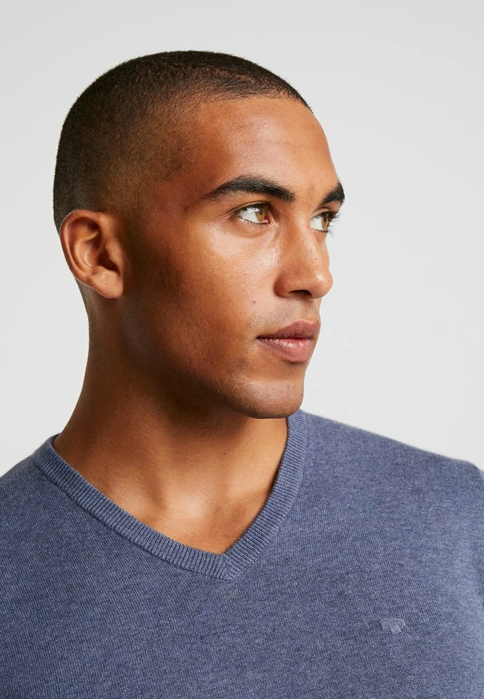 TOM TAILOR BASIC V NECK - Jumper - Vintage Indigo Blue Melange 6 TOM TAILOR BASIC V NECK - Jumper - Vintage Indigo Blue Melange - Image 4