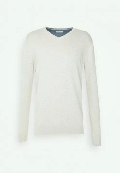 TOM TAILOR V-NECK - Jumper - Soft Sand Beige Melange -TOM TAILOR online store d32c5ca52c434e478ed72519cd4c05ae