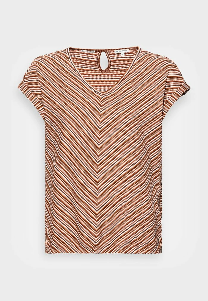 TOM TAILOR JACQUARD - Basic T-shirt - Orange Structure Design 6 TOM TAILOR JACQUARD - Basic T-shirt - Orange Structure Design - Image 4