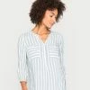 TOM TAILOR Blouse - Faded Blue Offwhite Stripe