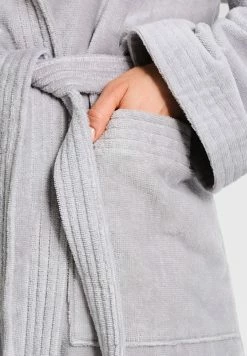 TOM TAILOR BASIC VELOURS - Dressing Gown - Grau -TOM TAILOR online store d9ffc6961b064c6c9690fddfa0bb8988