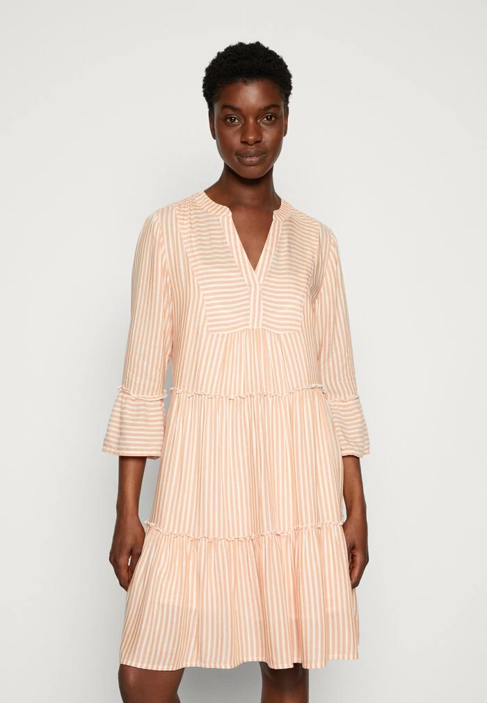 TOM TAILOR STRIPED TUNICA DRESS - Day Dress - Orange White 3 TOM TAILOR STRIPED TUNICA DRESS - Day Dress - Orange White