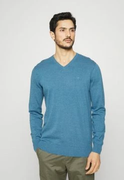 TOM TAILOR V-NECK - Jumper - Medium Blue Ashes Melange