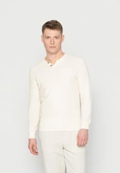 TOM TAILOR STRUCTURED SERAFINO LONGSLEEVE - Long Sleeved Top - Soft Buttercream
