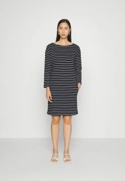 TOM TAILOR DRESS WITH STRUCTURE - Day Dress - Navy/offwhite