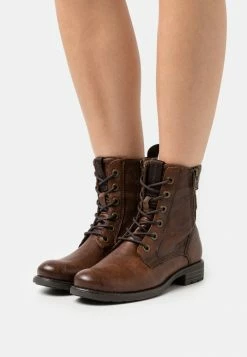 TOM TAILOR Lace-up Ankle Boots - Cognac