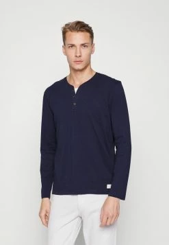 TOM TAILOR HENLEY CONTRAST - Long Sleeved Top - Sky Captain Blue