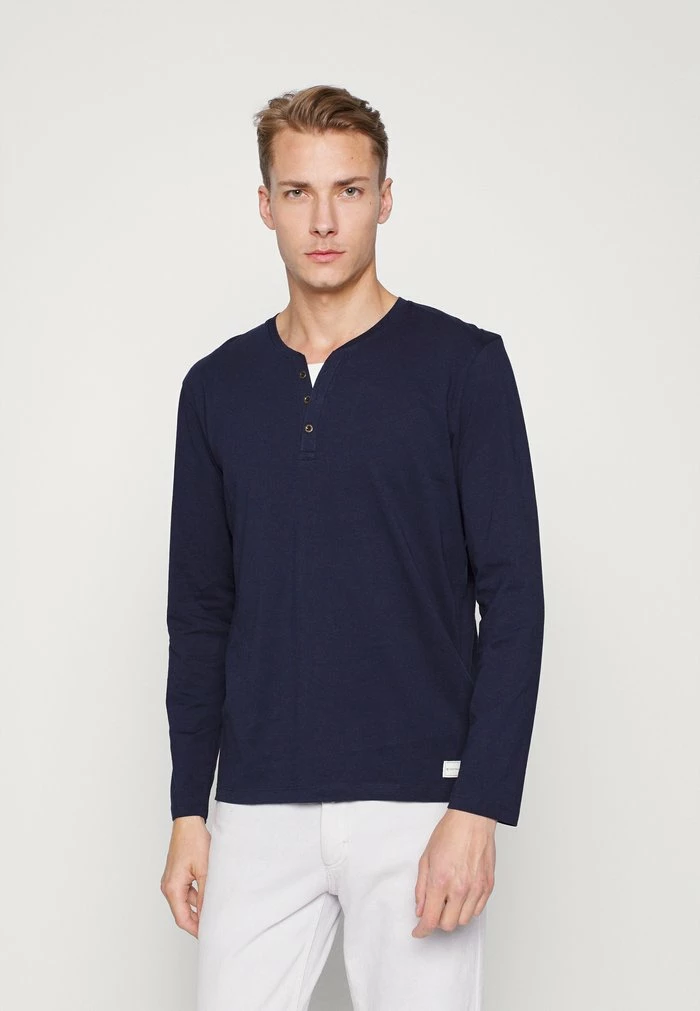 TOM TAILOR HENLEY CONTRAST - Long Sleeved Top - Sky Captain Blue 3 TOM TAILOR HENLEY CONTRAST - Long Sleeved Top - Sky Captain Blue