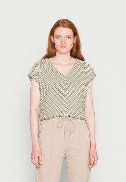 TOM TAILOR JACQUARD - Basic T-shirt - Olive Green Structure Design