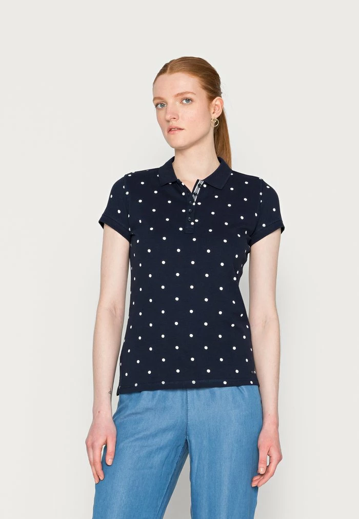TOM TAILOR Polo Shirt - Navy White Dot Design 3 TOM TAILOR Polo Shirt - Navy White Dot Design