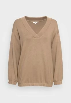 TOM TAILOR V-NECK - Sweatshirt - Dark Sepia -TOM TAILOR online store f0426f10e6a14d0db366577a764d3f61