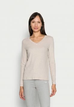 TOM TAILOR V-NECK - Long Sleeved Top - Cold Beige Melange