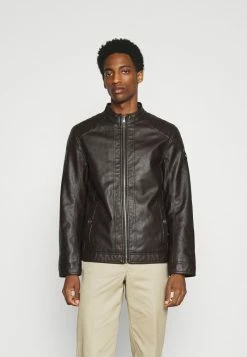 TOM TAILOR Faux Leather Jacket - Dark Earth Brown