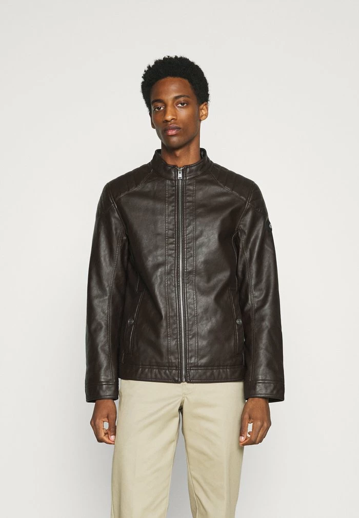 TOM TAILOR Faux Leather Jacket - Dark Earth Brown 3 TOM TAILOR Faux Leather Jacket - Dark Earth Brown
