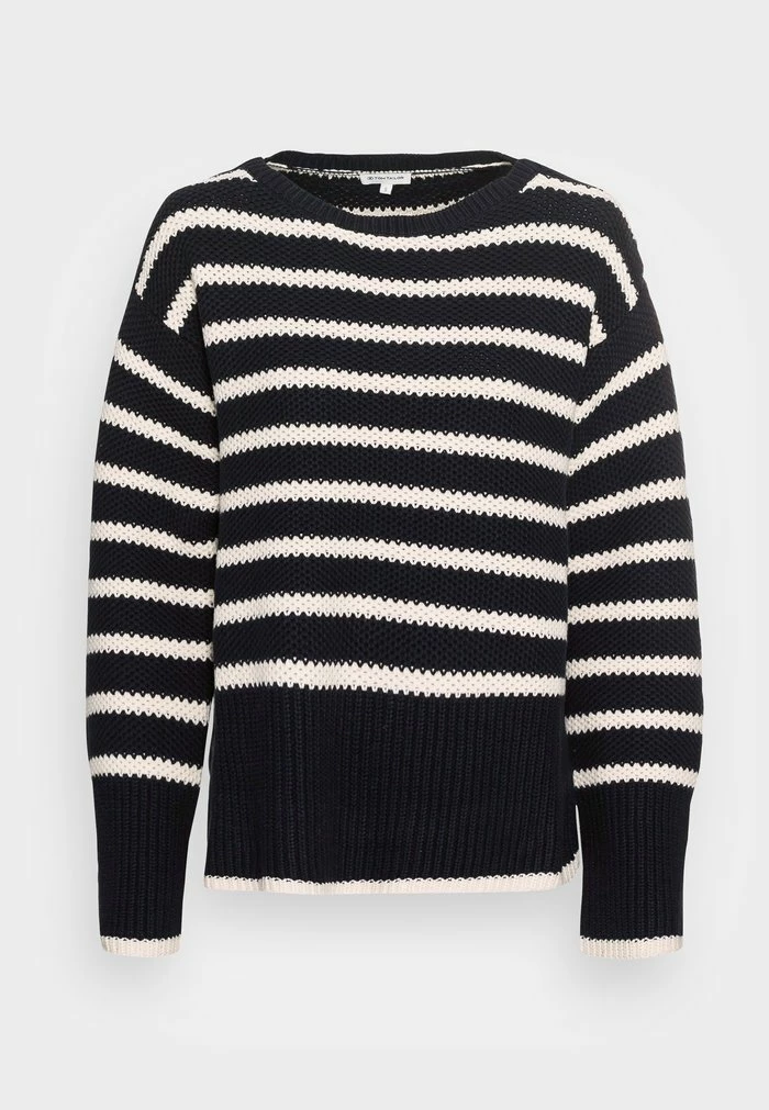 TOM TAILOR STRIPED - Jumper - Soft Beige Navy 6 TOM TAILOR STRIPED - Jumper - Soft Beige Navy - Image 4