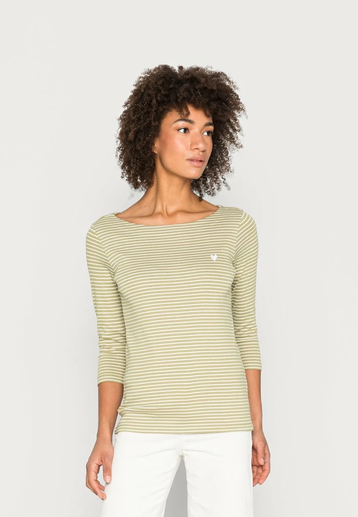TOM TAILOR LONGSLEEVE STRIPED - Long Sleeved Top - Green Thinner 3 TOM TAILOR LONGSLEEVE STRIPED - Long Sleeved Top - Green Thinner