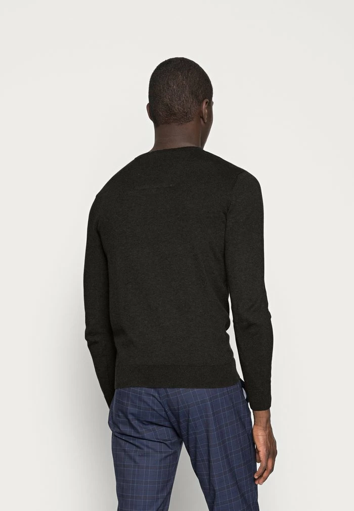 TOM TAILOR BASIC V NECK - Jumper - Black/ Grey Melange 5 TOM TAILOR BASIC V NECK - Jumper - Black/ Grey Melange - Image 3