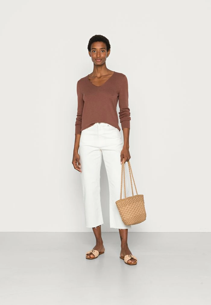 TOM TAILOR BASIC V NECK - Jumper - Grounded Brown 4 TOM TAILOR BASIC V NECK - Jumper - Grounded Brown - Image 2